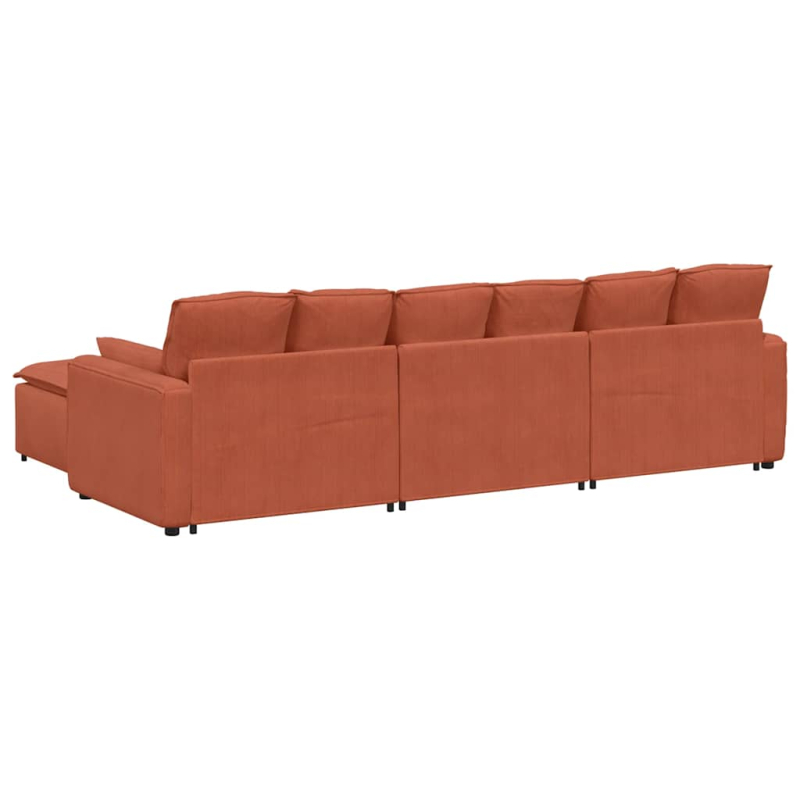 Modulares Sofa mit Fußhocker und Kissen Rot Orange