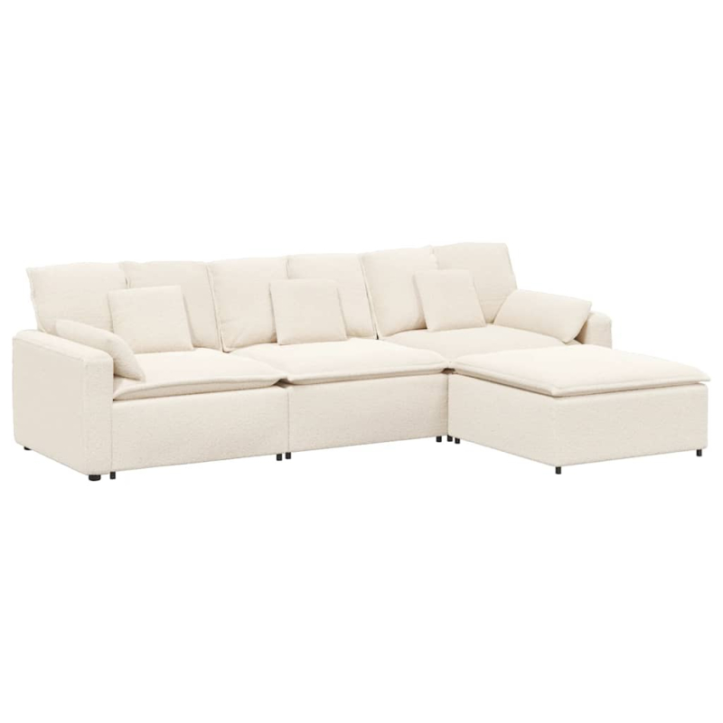 Modulares Sofa mit Fußhocker und Kissen Cream