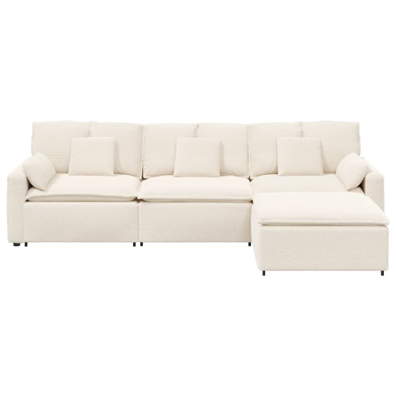 Modulares Sofa mit Fußhocker und Kissen Cream