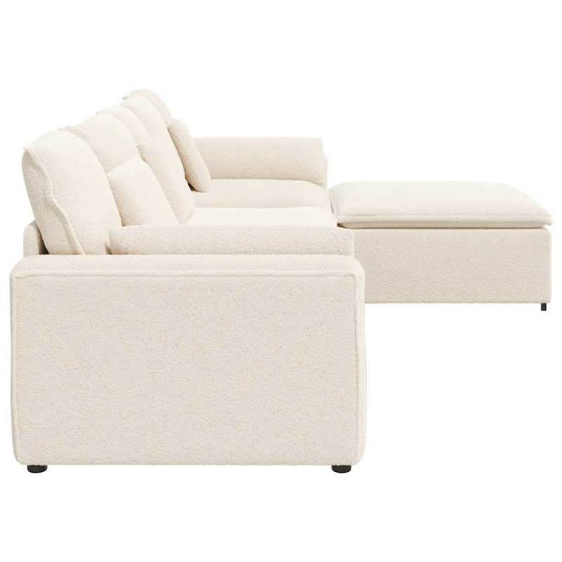 Modulares Sofa mit Fußhocker und Kissen Cream
