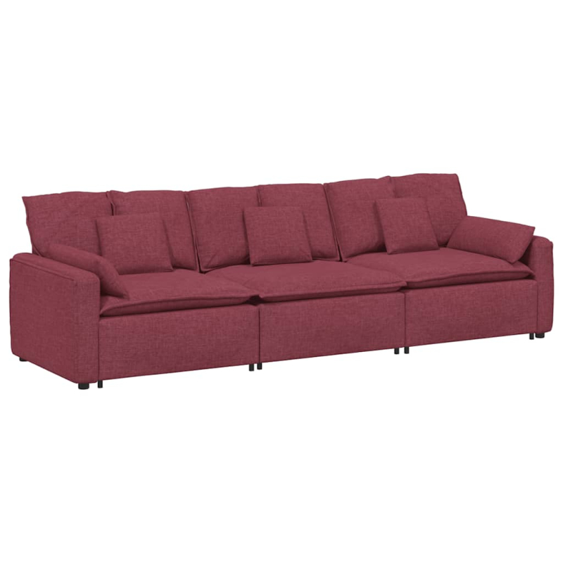 Modulares Sofa mit Kissen Weinrot