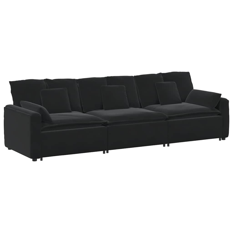 Modulares Sofa mit Kissen Schwarz