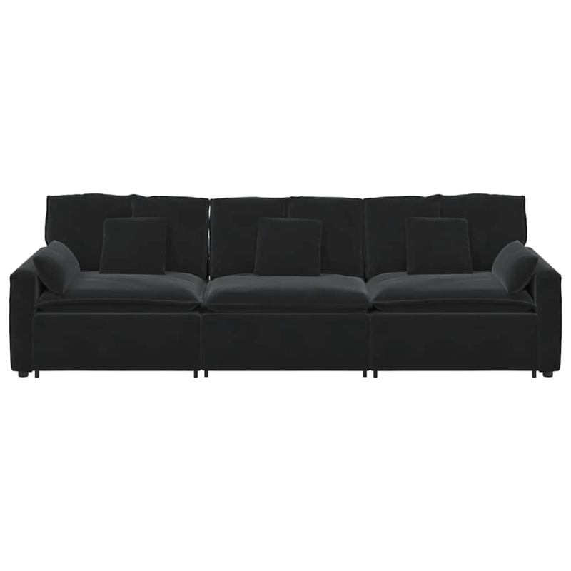 Modulares Sofa mit Kissen Schwarz