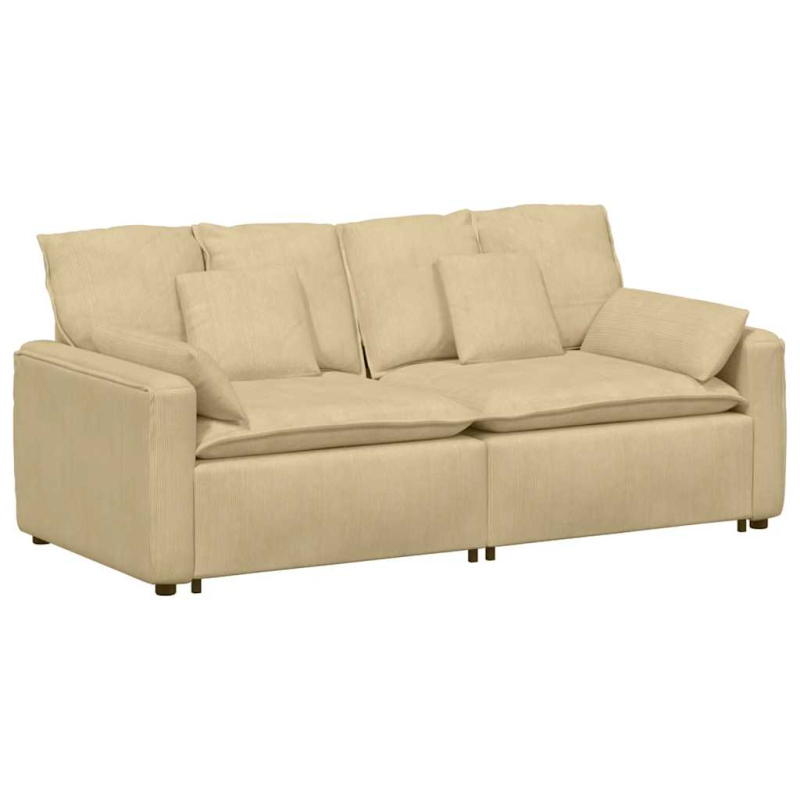 Modulares Sofa mit Kissen Hellgrün Grau