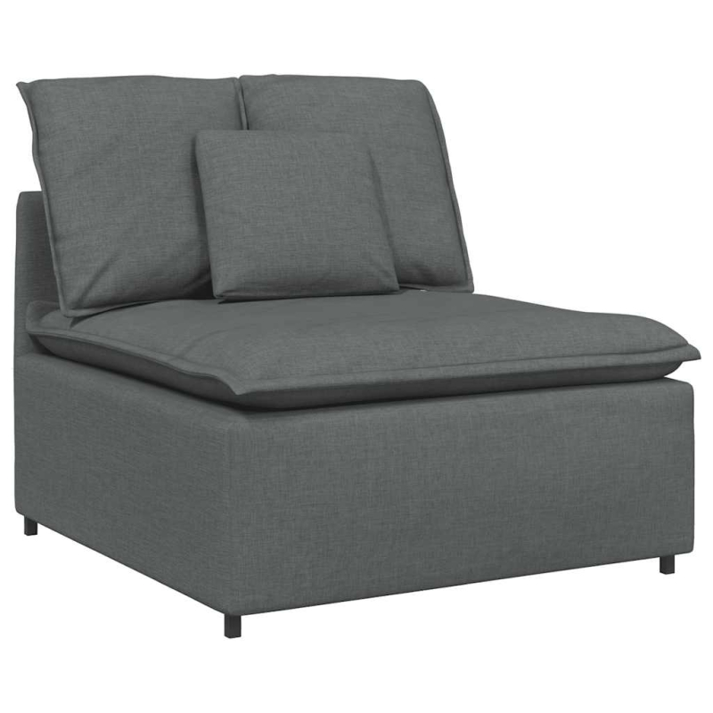 Modulares Sofa mit Kissen Stoff Dunkelgrau