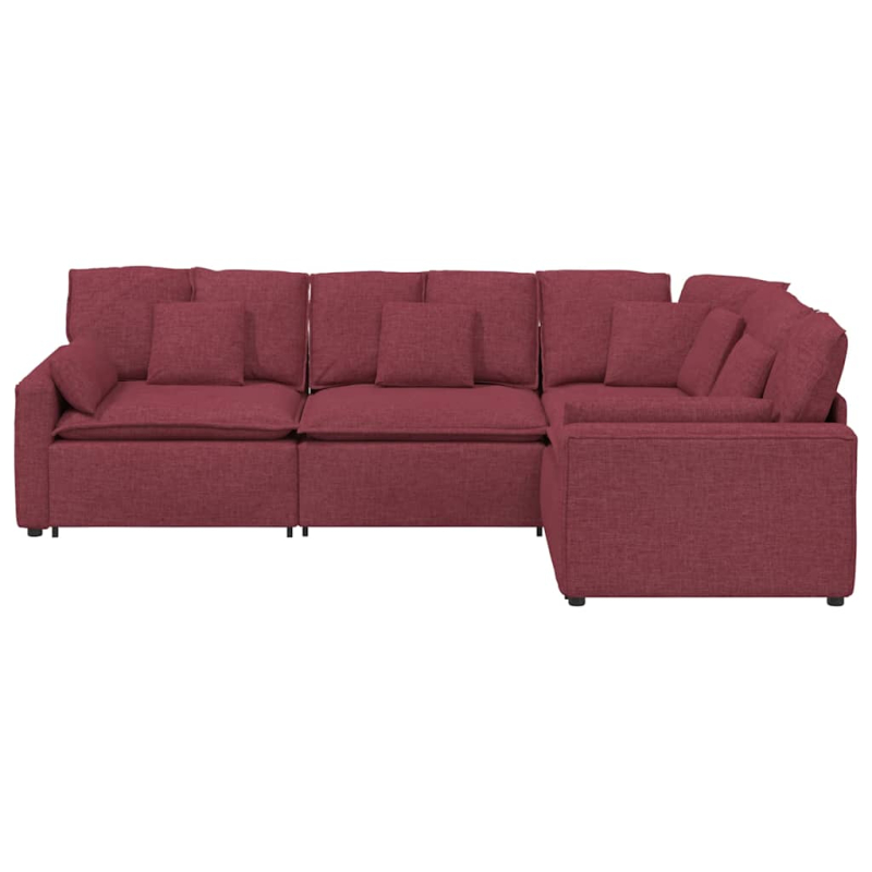 Modulares Sofa mit Kissen Stoff Weinrot