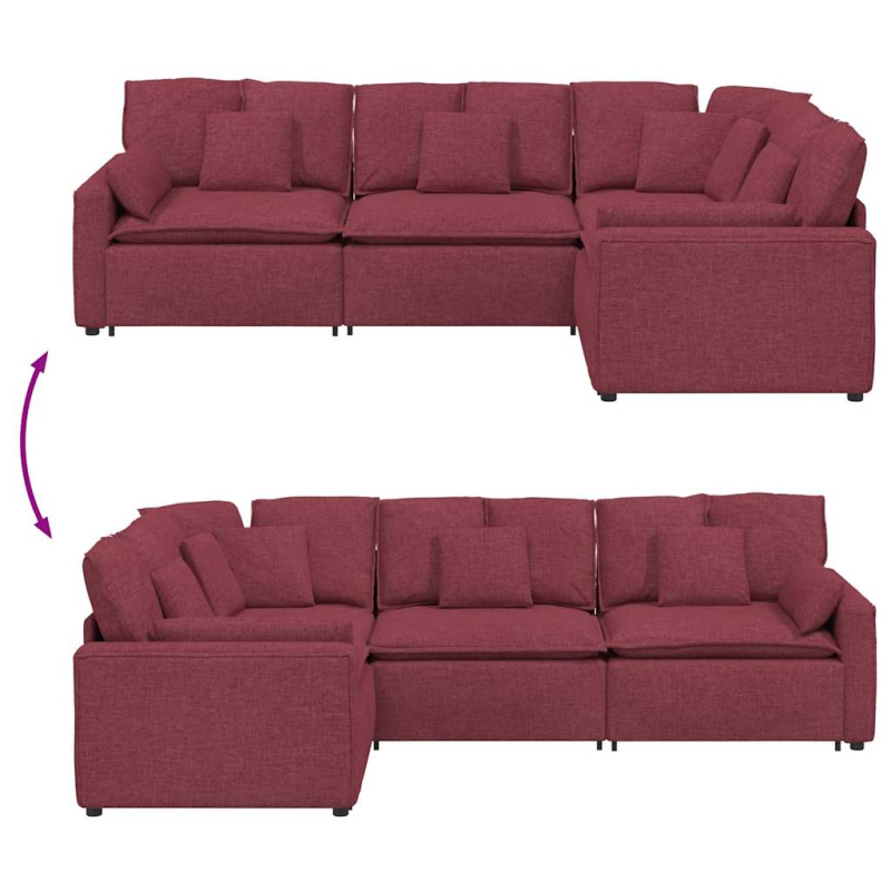 Modulares Sofa mit Kissen Stoff Weinrot