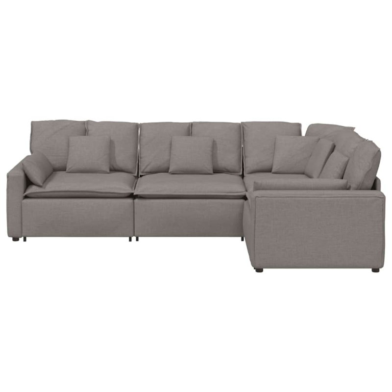 Modulares Sofa mit Kissen Stoff Taupe