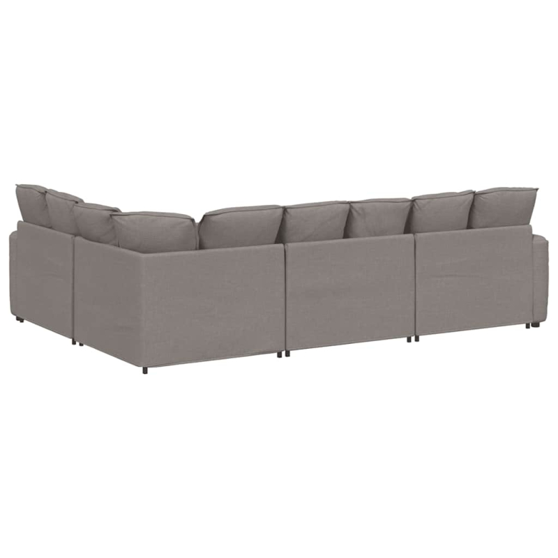 Modulares Sofa mit Kissen Stoff Taupe