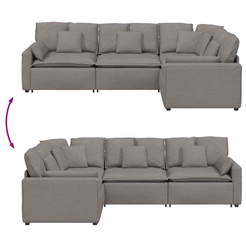 Modulares Sofa mit Kissen Stoff Taupe