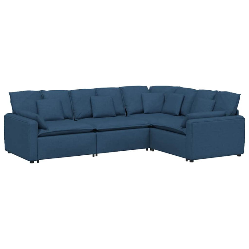 Modulares Sofa mit Kissen Stoff Blau