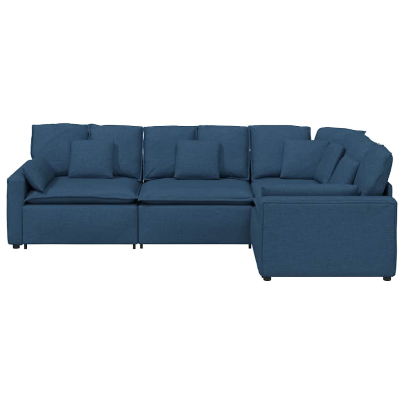 Modulares Sofa mit Kissen Stoff Blau