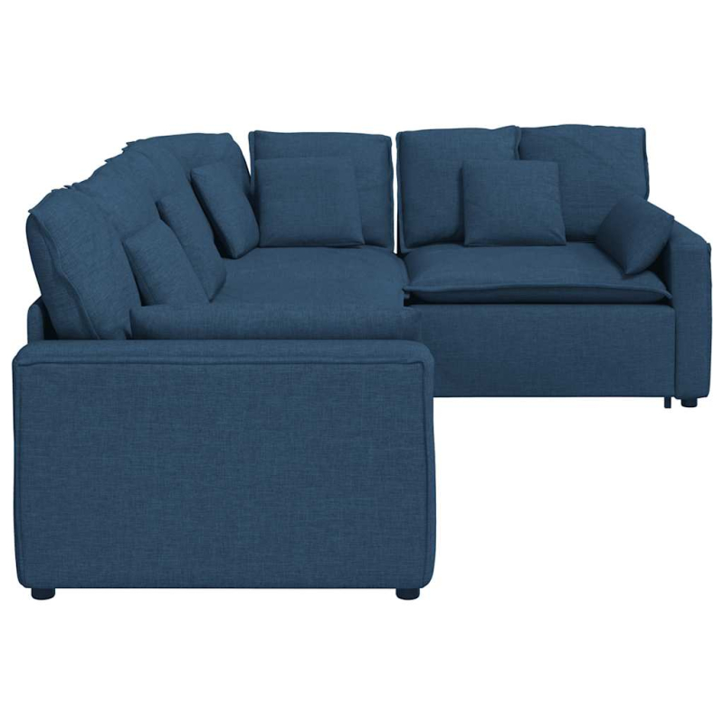 Modulares Sofa mit Kissen Stoff Blau