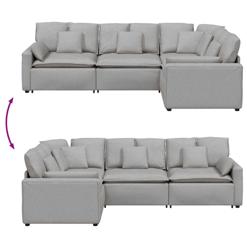 Modulares Sofa mit Kissen Stoff Wolkengrau