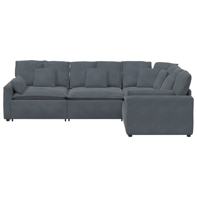 Modulares Sofa mit Kissen Samt Dunkelgrau