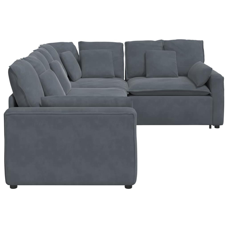 Modulares Sofa mit Kissen Samt Dunkelgrau