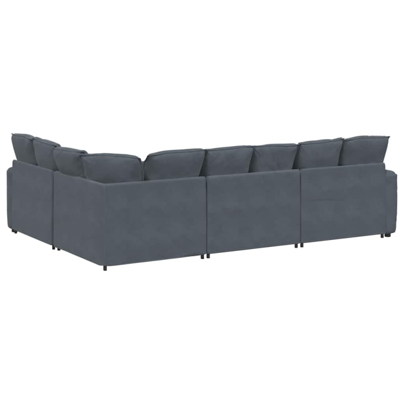 Modulares Sofa mit Kissen Samt Dunkelgrau