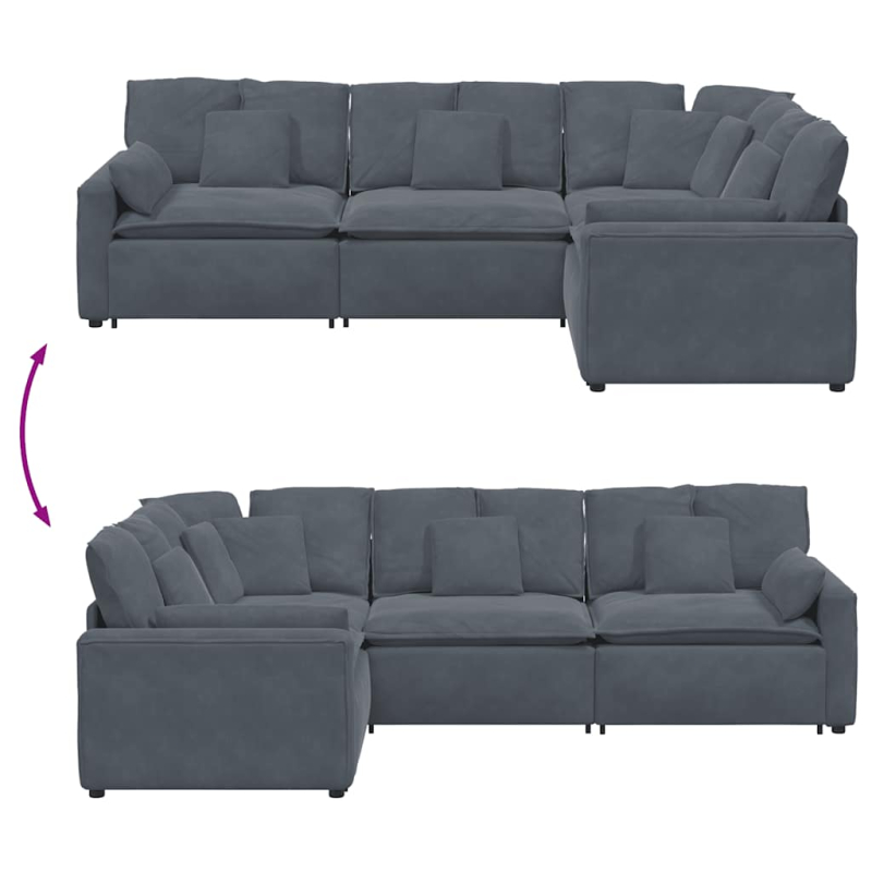 Modulares Sofa mit Kissen Samt Dunkelgrau