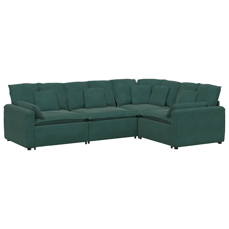 Modulares Sofa mit Kissen Samt Dunkelgrün