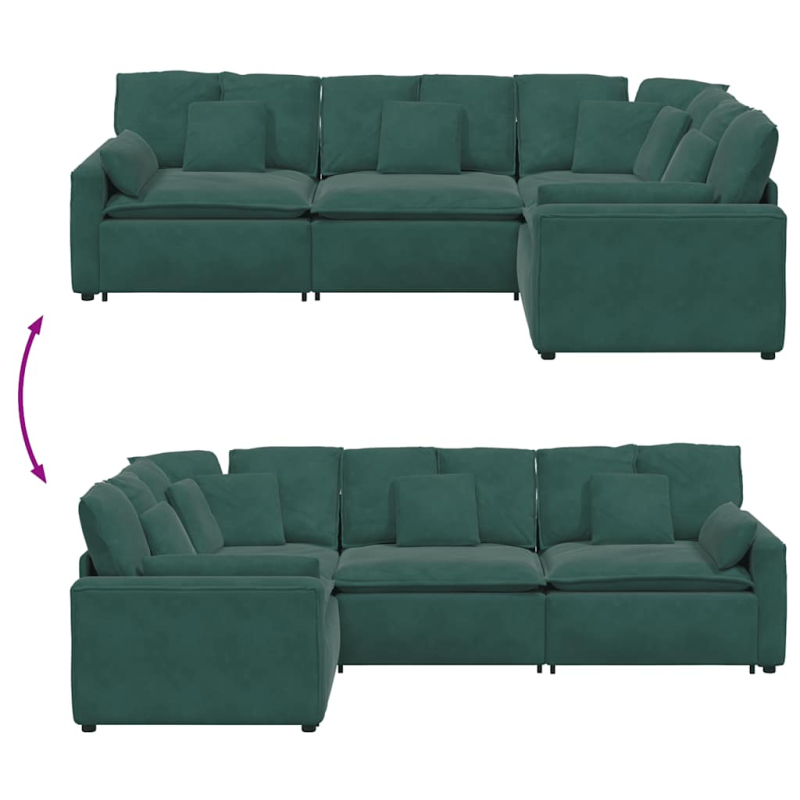 Modulares Sofa mit Kissen Samt Dunkelgrün