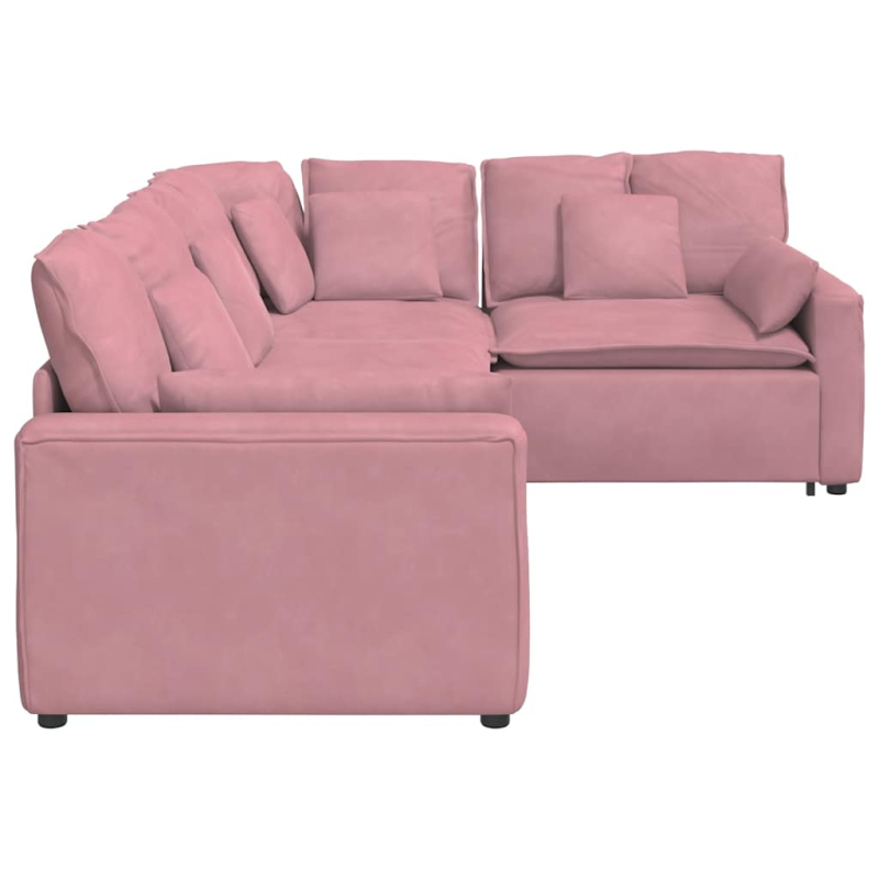 Modulares Sofa mit Kissen Samt Rosa