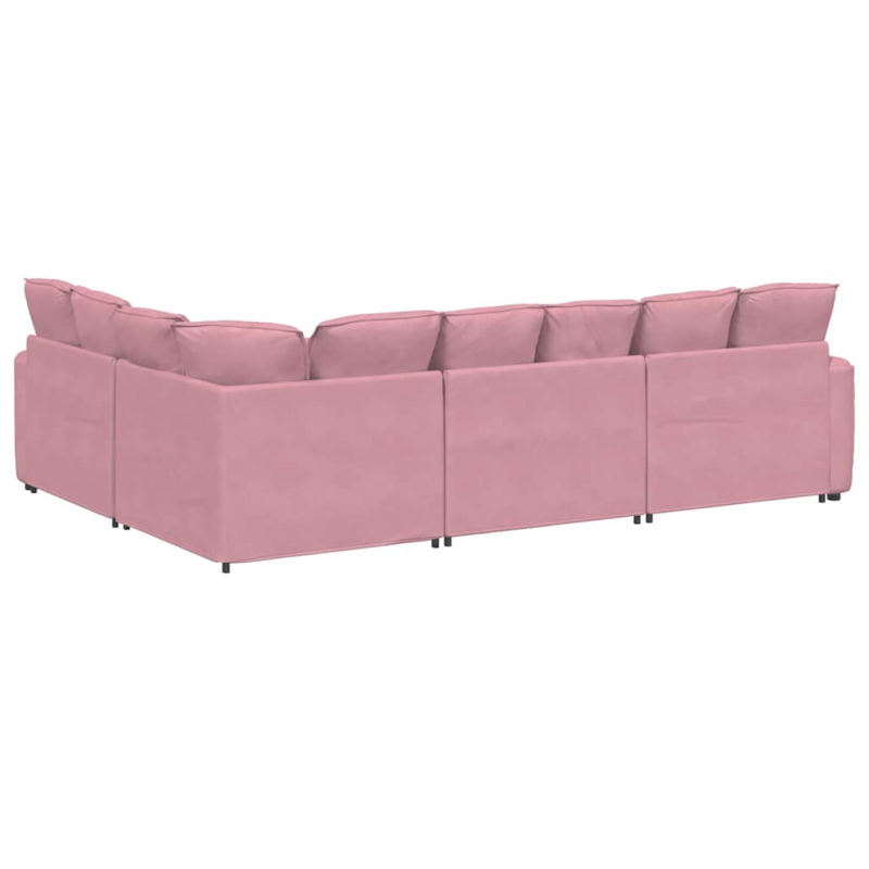 Modulares Sofa mit Kissen Samt Rosa