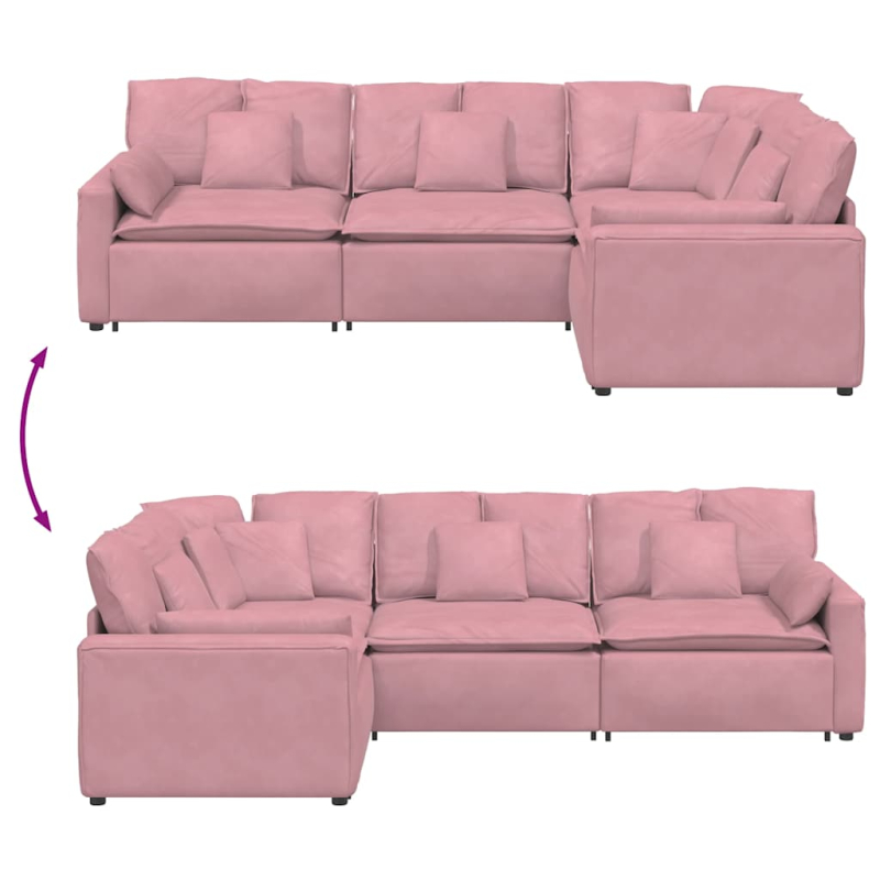 Modulares Sofa mit Kissen Samt Rosa