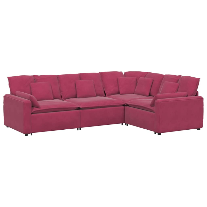 Modulares Sofa mit Kissen Samt Weinrot