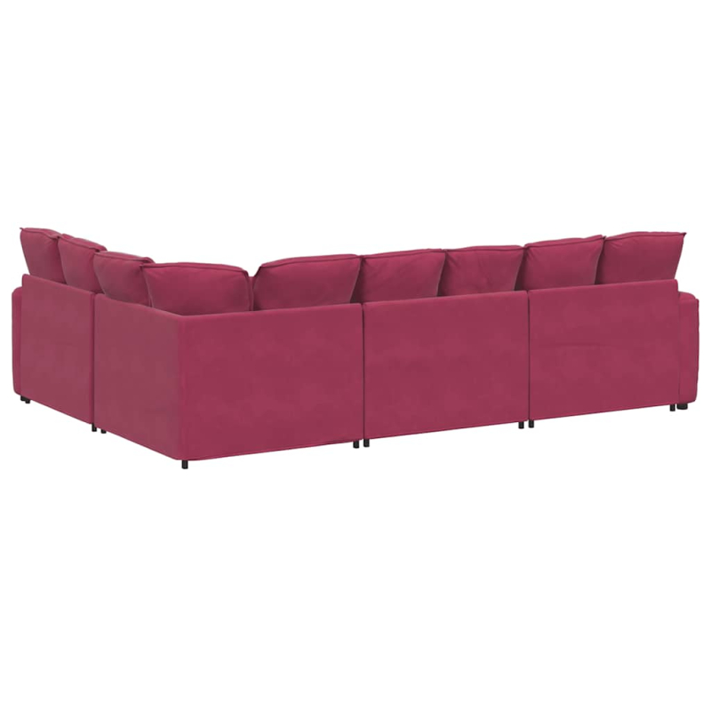 Modulares Sofa mit Kissen Samt Weinrot