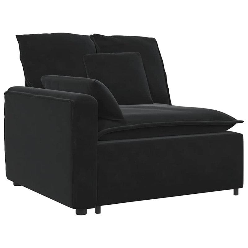 Modulares Sofa mit Kissen Samt Schwarz