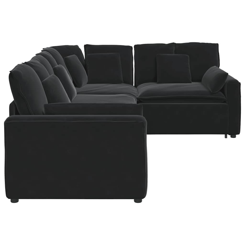 Modulares Sofa mit Kissen Samt Schwarz