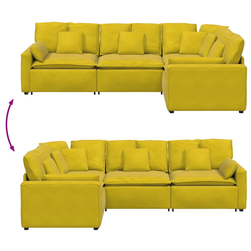 Modulares Sofa mit Kissen Samt Gelb