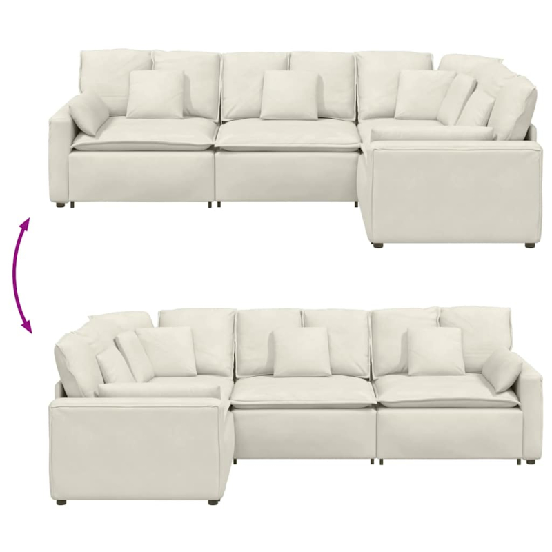 Modulares Sofa mit Kissen Samt Cream