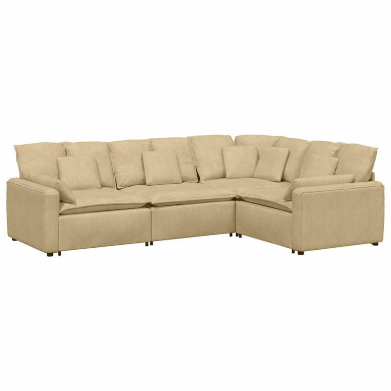 Modulares Sofa mit Kissen Cordstoff Hellgrün Grau