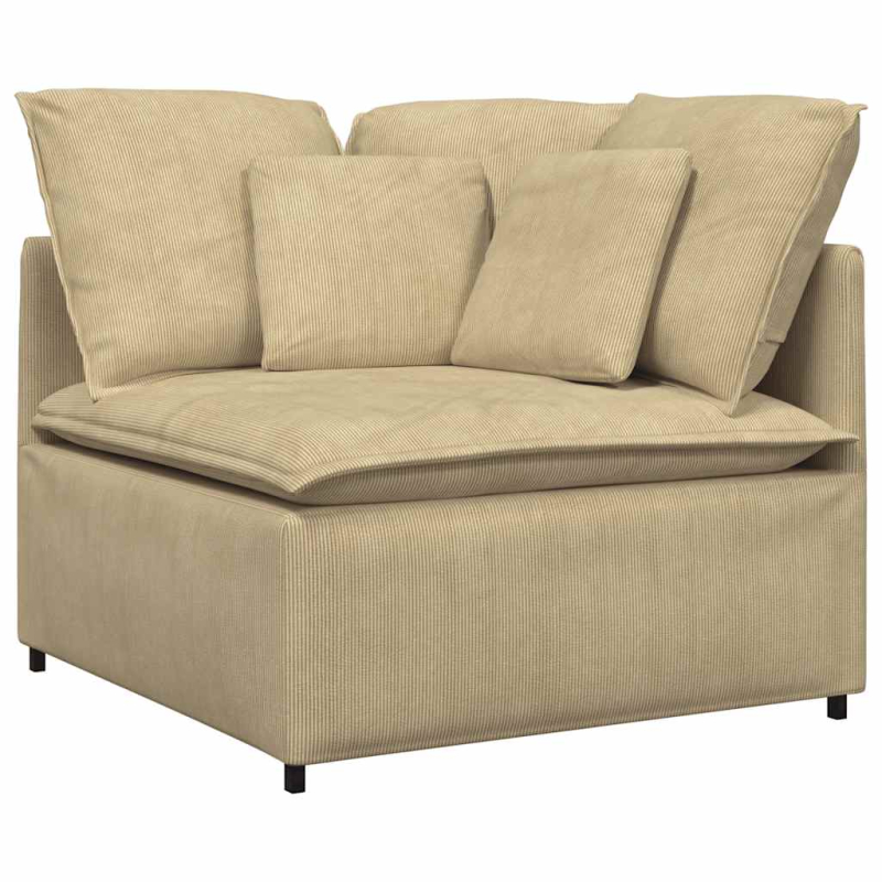 Modulares Sofa mit Kissen Cordstoff Hellgrün Grau