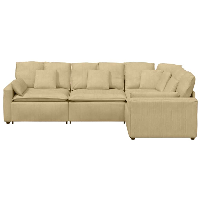 Modulares Sofa mit Kissen Cordstoff Hellgrün Grau