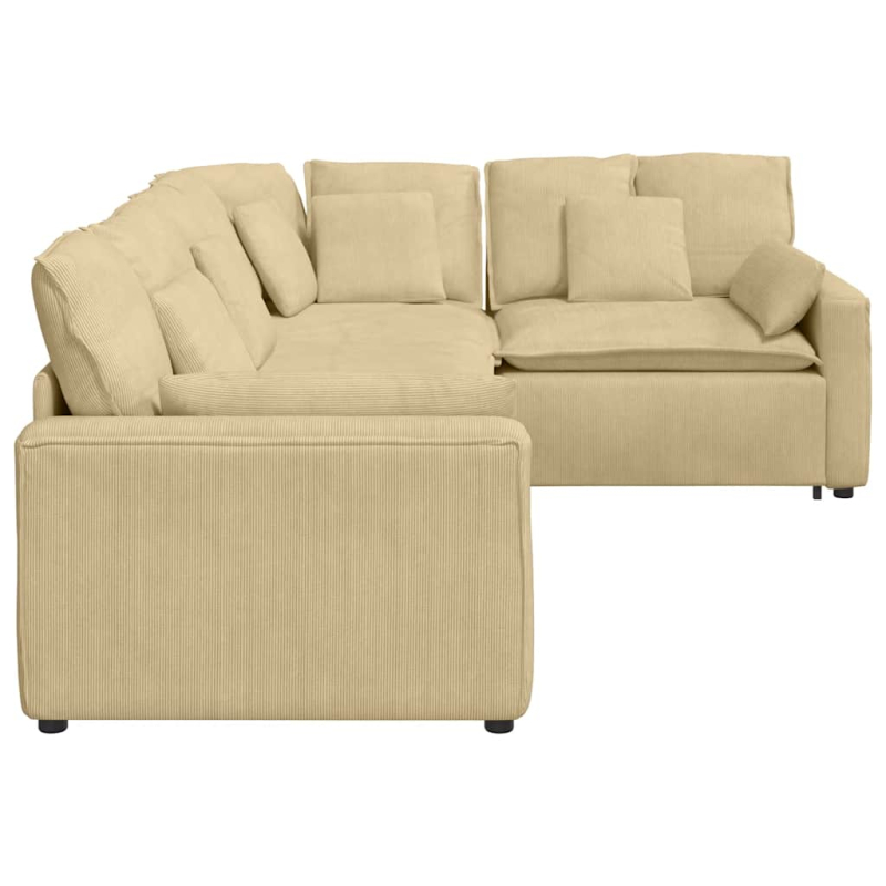 Modulares Sofa mit Kissen Cordstoff Hellgrün Grau