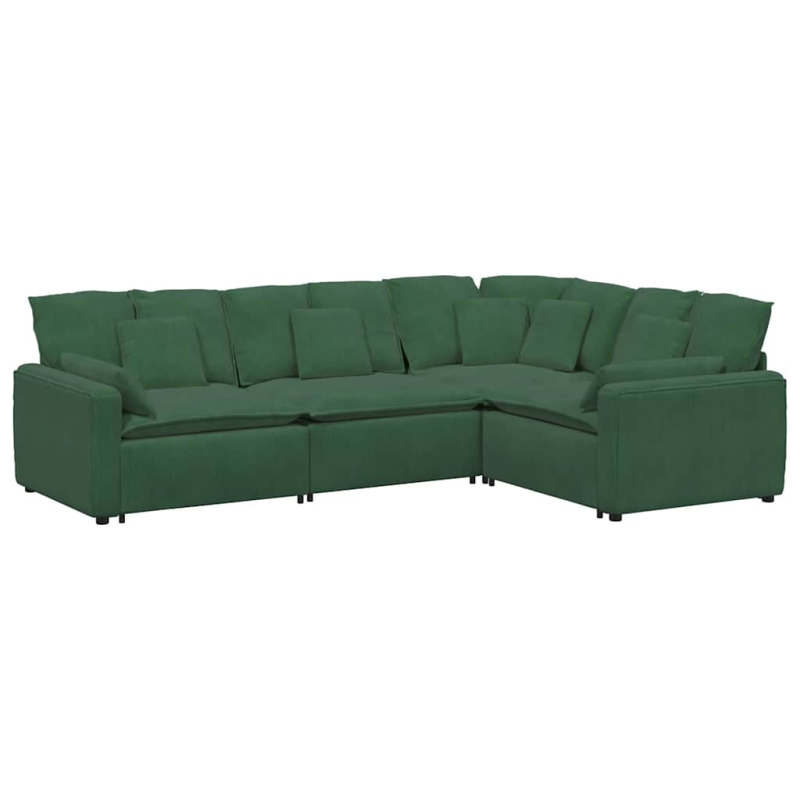 Modulares Sofa mit Kissen Cordstoff Dschungelgrün