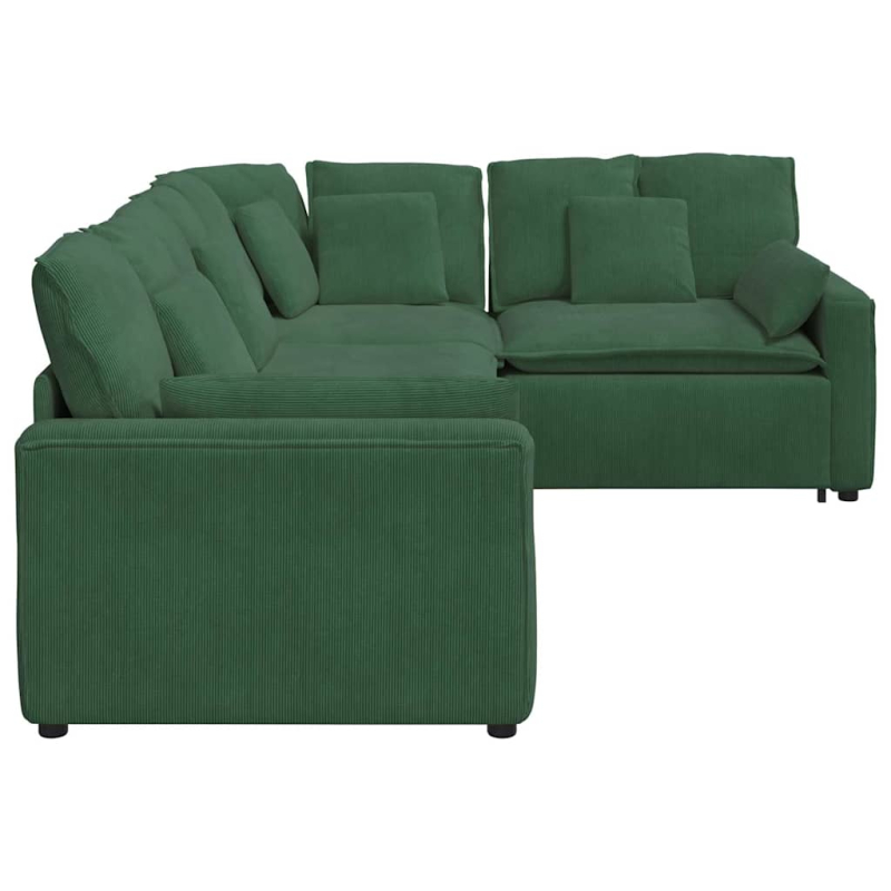 Modulares Sofa mit Kissen Cordstoff Dschungelgrün