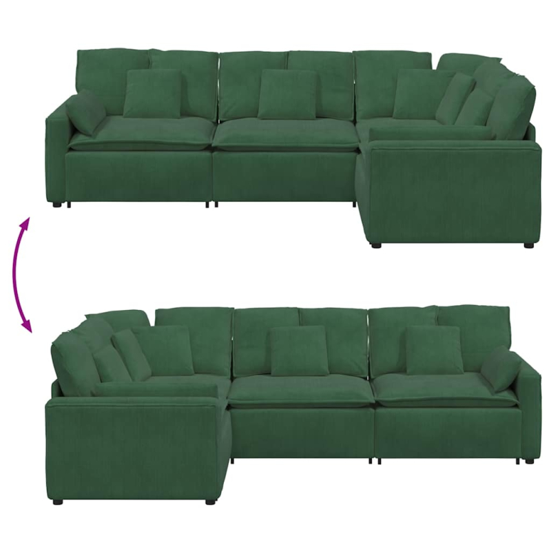 Modulares Sofa mit Kissen Cordstoff Dschungelgrün