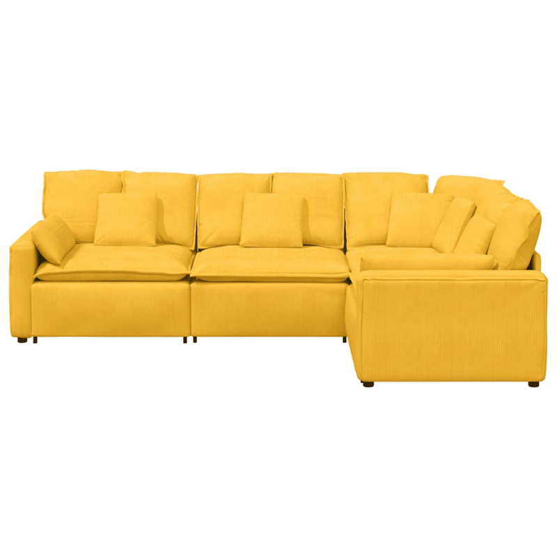 Modulares Sofa mit Kissen Cordstoff Hellgelb