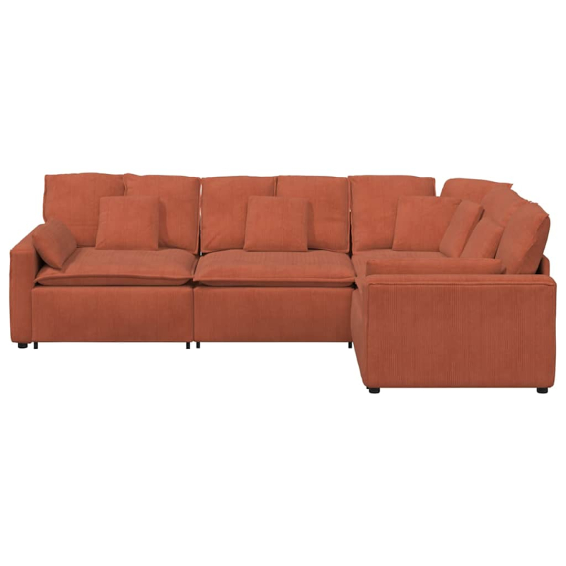 Modulares Sofa mit Kissen Cordstoff Rot Orange
