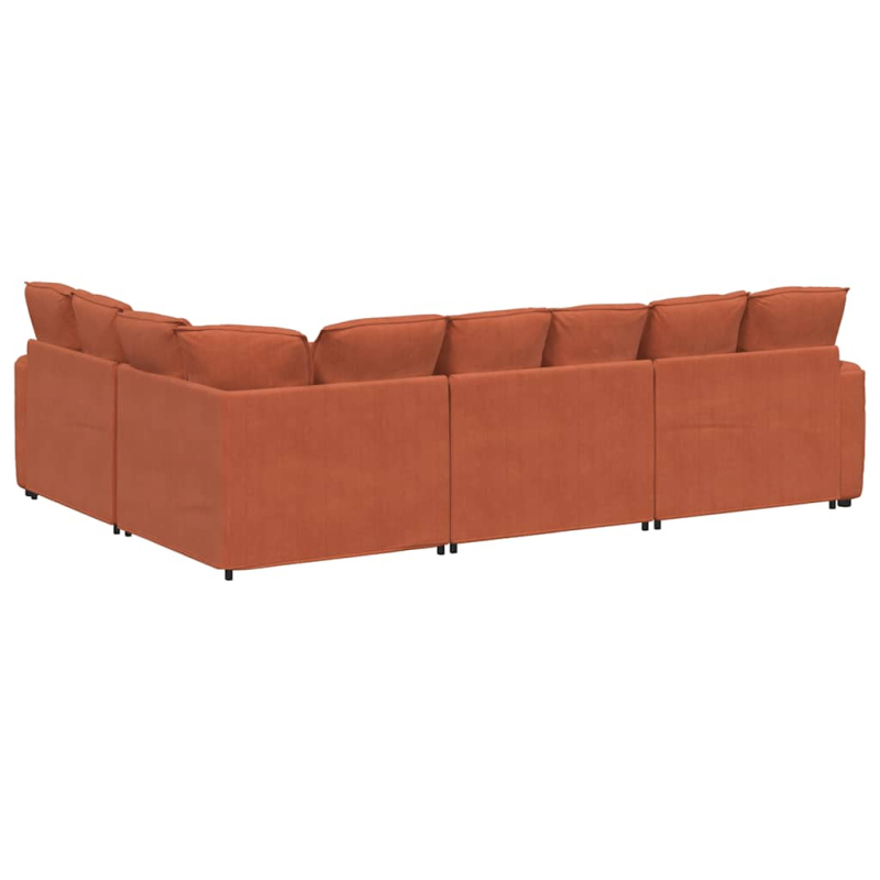 Modulares Sofa mit Kissen Cordstoff Rot Orange