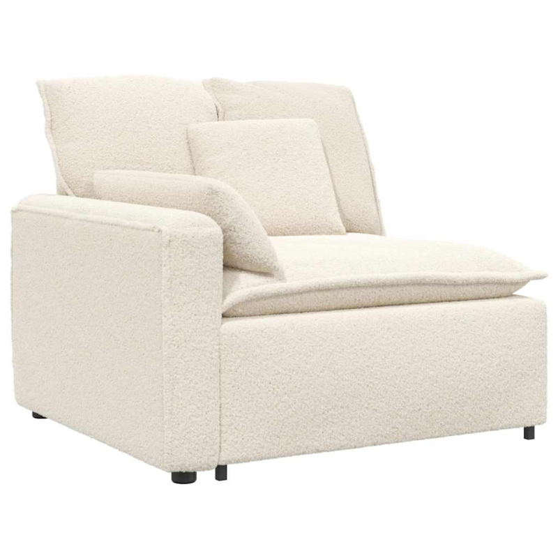 Modulares Sofa mit Kissen Stoff in Lammwolloptik Creme