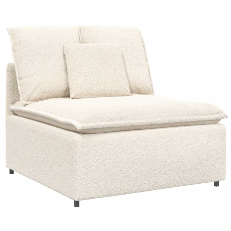 Modulares Sofa mit Kissen Stoff in Lammwolloptik Creme