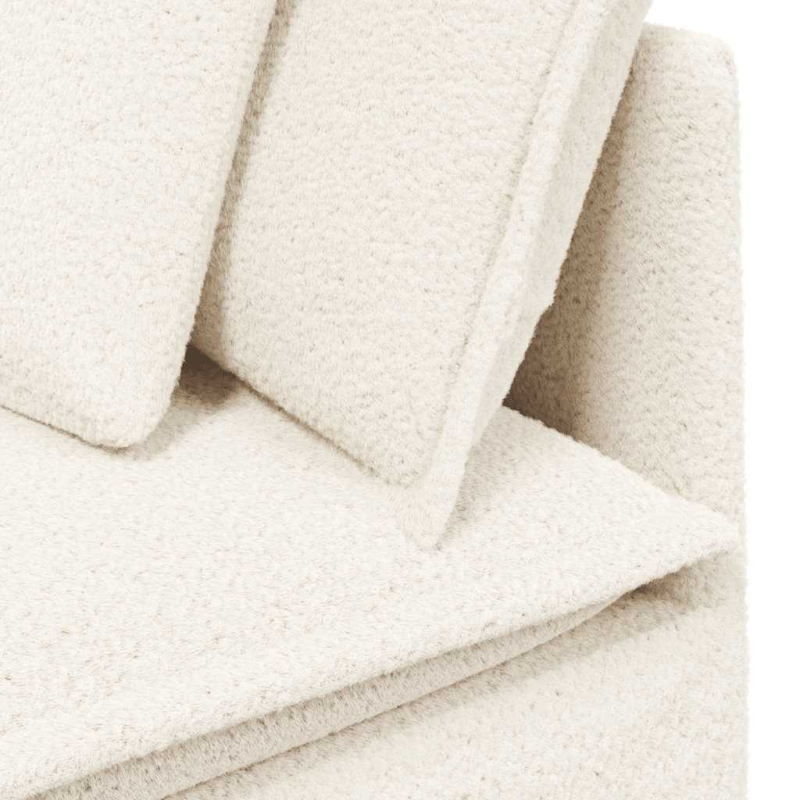 Modulares Sofa mit Kissen Stoff in Lammwolloptik Creme