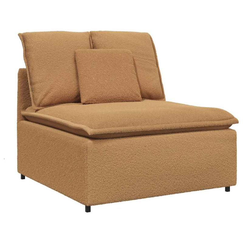 Modulares Sofa mit Kissen Stoff in Lammwolloptik Beige