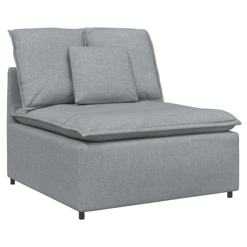 Modulares Sofa mit Fußhocker Kissen Stoff Hellgrau