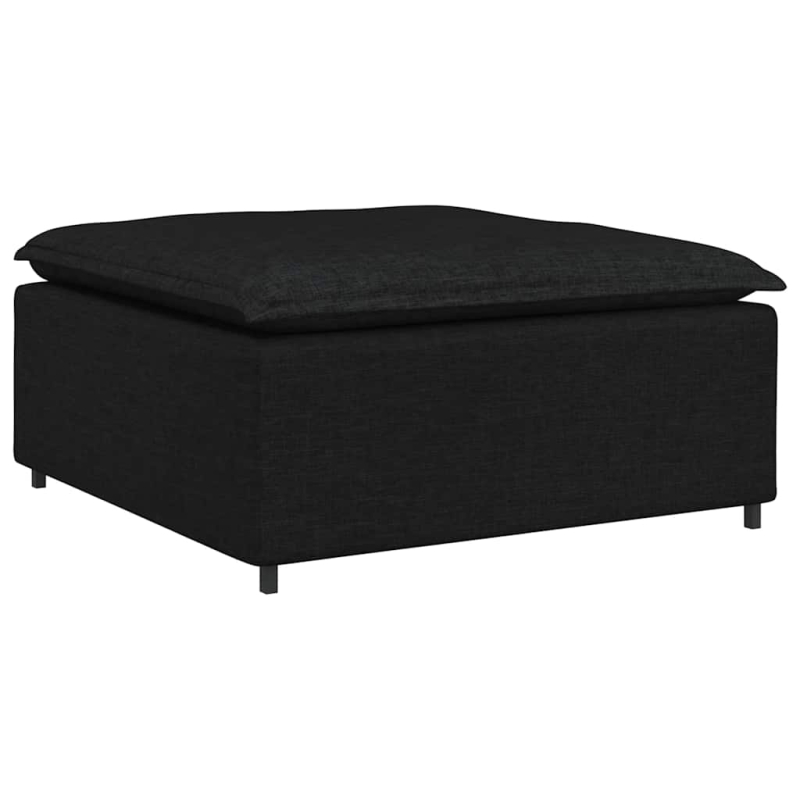 Modulares Sofa mit Fußhocker Kissen Stoff Schwarz