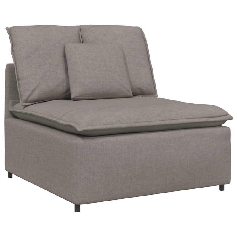 Modulares Sofa mit Fußhocker Kissen Stoff Taupe